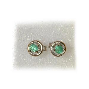NEW Elegant Silver and Green Stud Earrings- Nickel Free